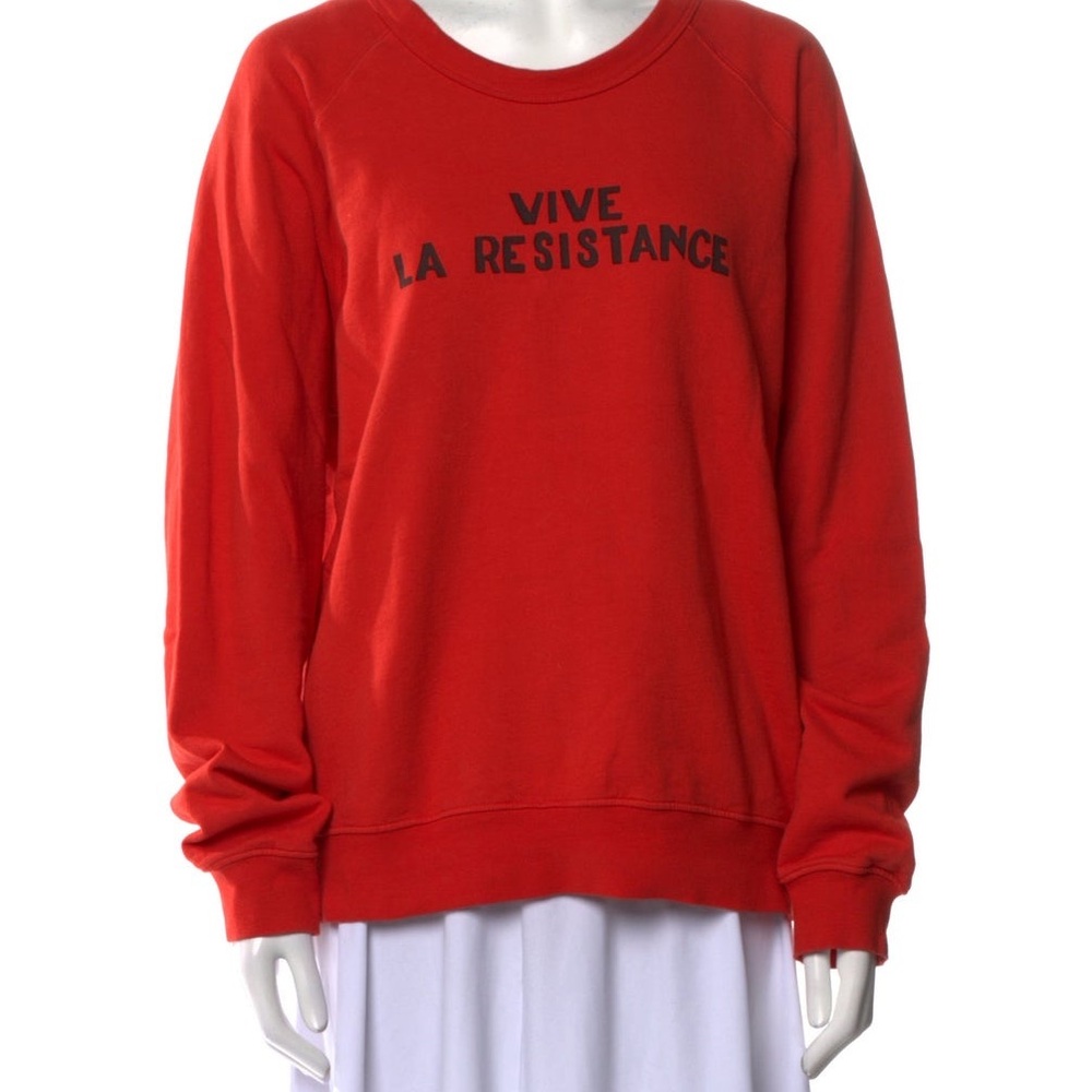 Clare V. Vive La Resistance Graphic Crew Neck Sweatshirt